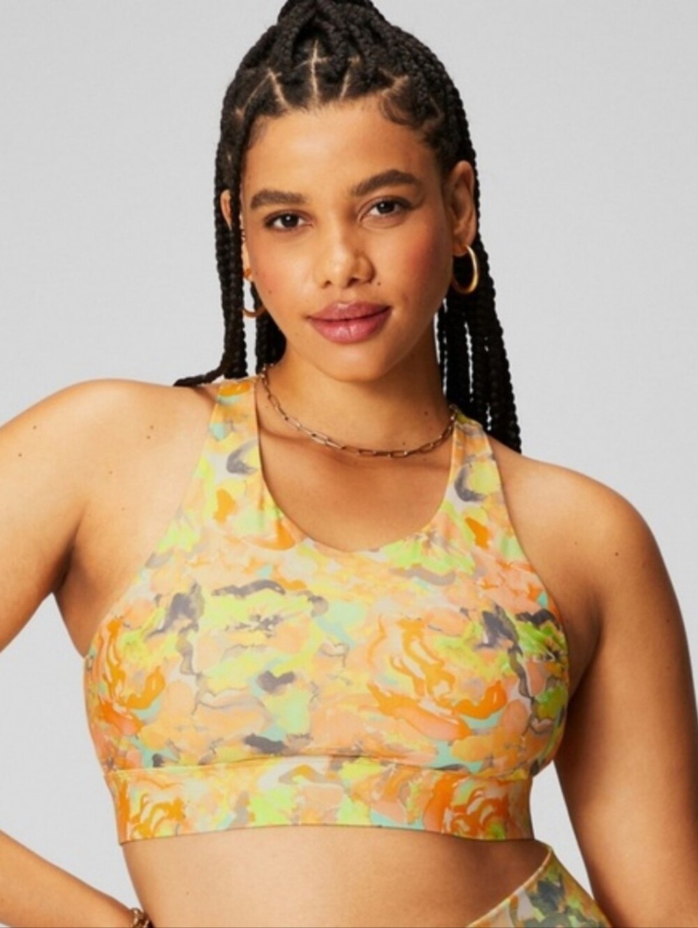 NWT Fabletics No Bounce High Impact Sports Bra - Orange, Green, Yellow 1X